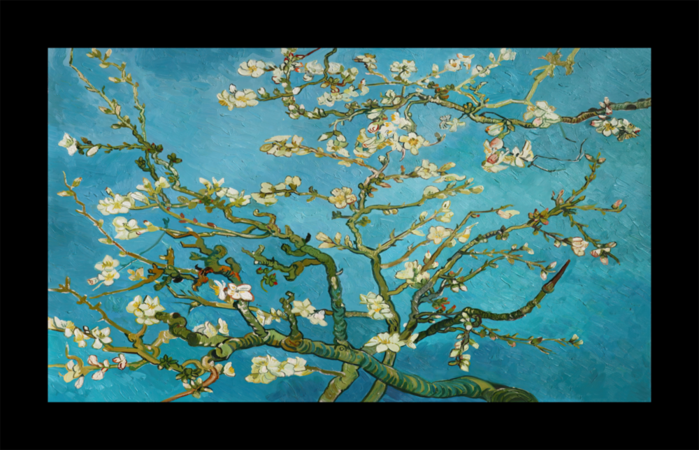 Arte de pared de vidrio de Flores de almendras turquesas