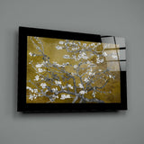 Gold Almond Flowers Glass Wall Art.