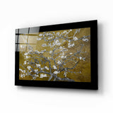 Quadro in vetro Fiori di mandorlo dorati - 72x46 cm