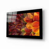Layered Crimson Round Leaves Glass Wall Art - 72x46 cm