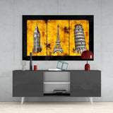 Rome Paris London Glass Wall Art.