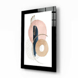 Rosa Kreis und Beige Ring Glasbild - 72x46 cm