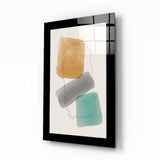 Línea de Bloques Ámbar Gris Turquesa cuadro de cristal - 72x46 cm