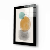 Boho Teal Ochre Shapes Glass Wall Art - 72x46 cm