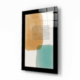 Lavis Ocre et Turquoise à Rayures tableau en verre - 72x46cm