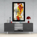 Red Gold Deer Glass Wall Art.