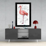 Lonely Flamingo Glass Wall Art.