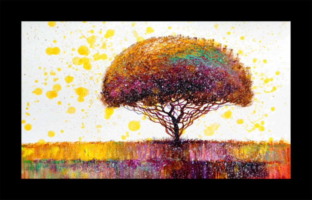 Arte della parete di vetro Albero da sogno colorato