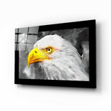 Águila Blanca Pintada en Gris cuadro de cristal - 72x46 cm