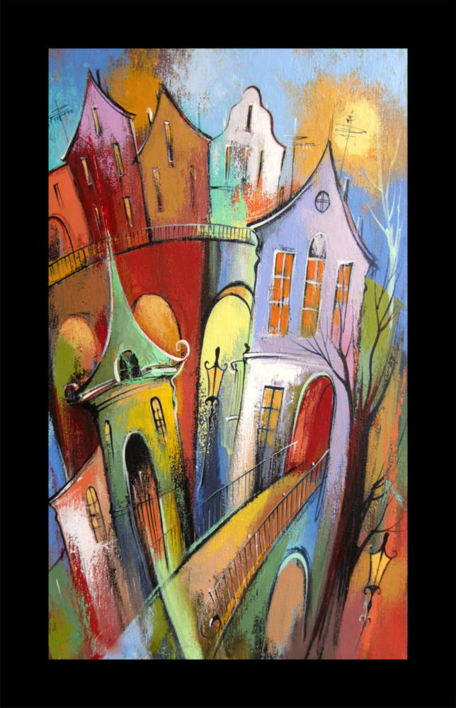 Houses Glass Wall Art