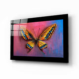 Purple Blue Butterfly Glass Wall Art - 72x46 cm