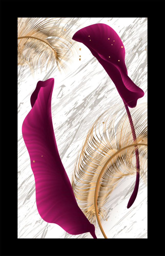 Harmonisches lila Blatt Glasbild