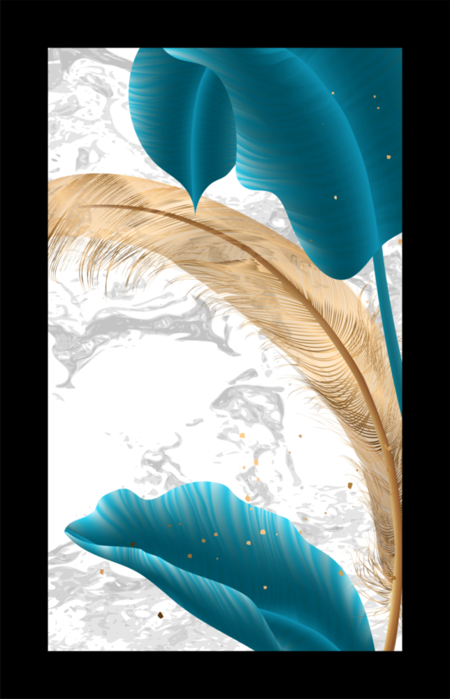 Arte de pared de vidrio de Hoja de oro turquesa