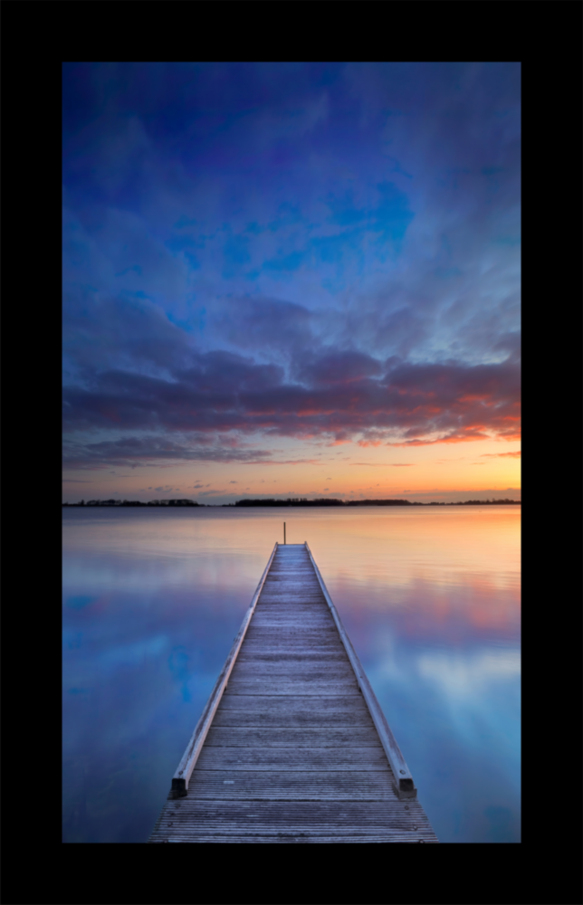 Arte de pared de vidrio de Puesta de sol en el muelle