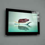 Hippo Glass Wall Art.