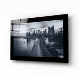 Puente y Autopista Nueva York Monocromo cuadro de cristal - 72x46 cm