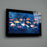 Colorful Fishes Glass Wall Art.