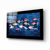 Colorful Fishes Glass Wall Art.