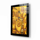 Goldene Spiralzweige Baum des Lebens Glasbild - 72x46 cm