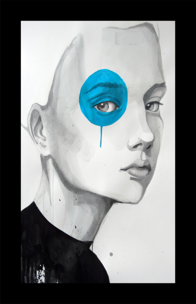 Arte della parete di vetro Visione blu