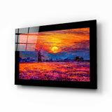 Mühle im Feld Glasbild - 72x46 cm