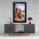 Fishing Town Glass Wall Art.