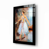 Oil Painted Barre Ballerina Glass Wall Art - 72x46 cm
