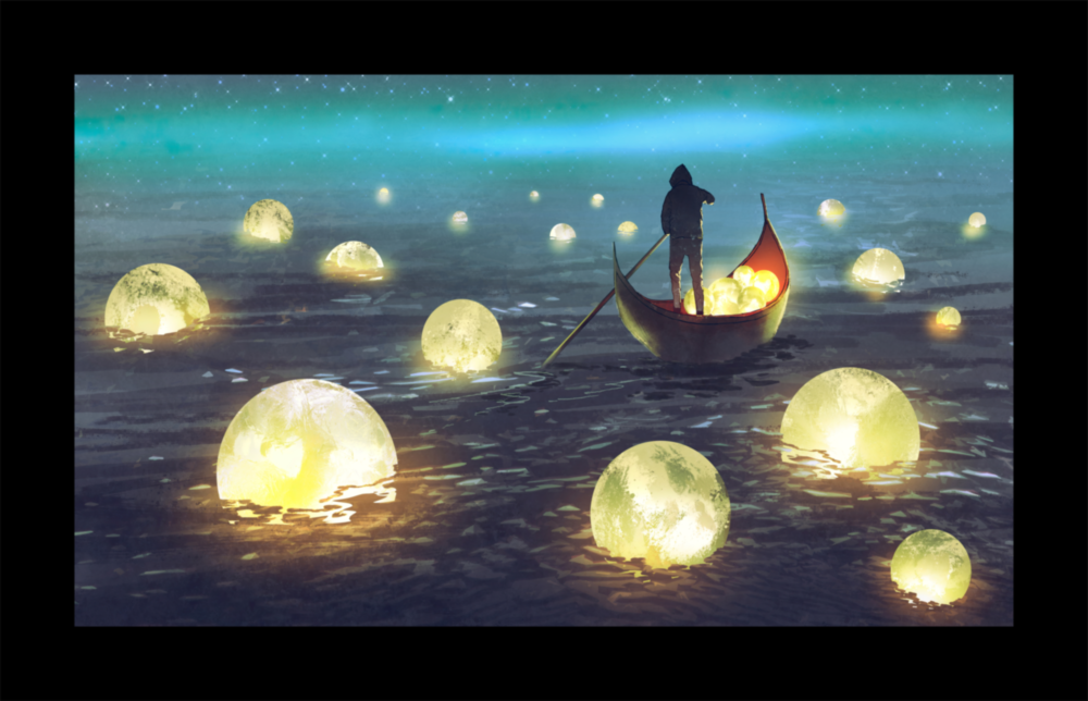 Arte della parete di vetro Collezionista di luna