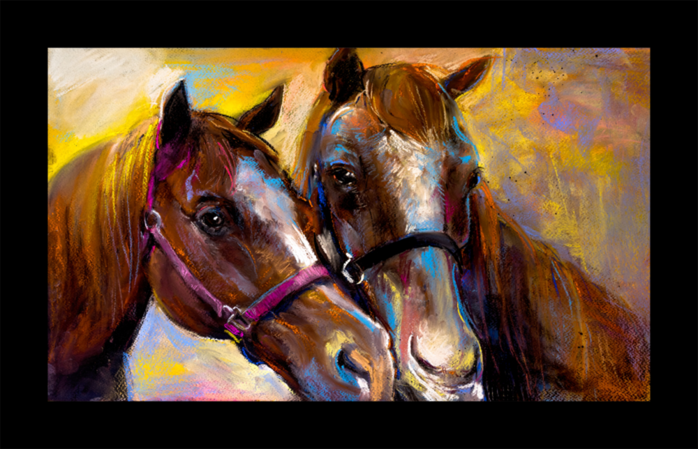 Arte de pared de vidrio de Caballos de la granja