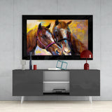 Farm Horses Glass Wall Art.