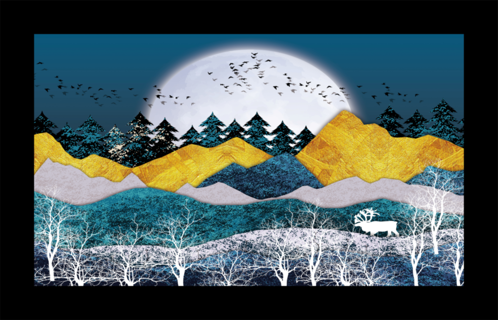 Goldene Berge Glasbild