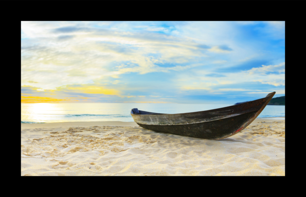 Arte della parete di vetro Barca sulla spiaggia