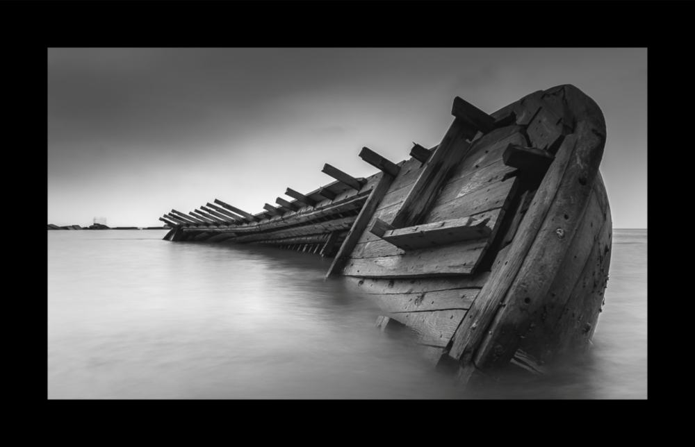 Abtonte Boot Glasbild