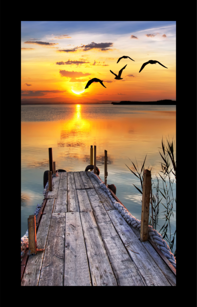 Arte de pared de vidrio de Tramonto e gli uccelli