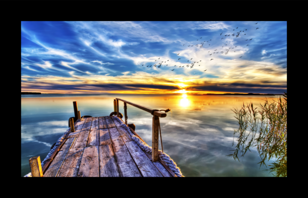 Arte della parete di vetro Tramonto al molo