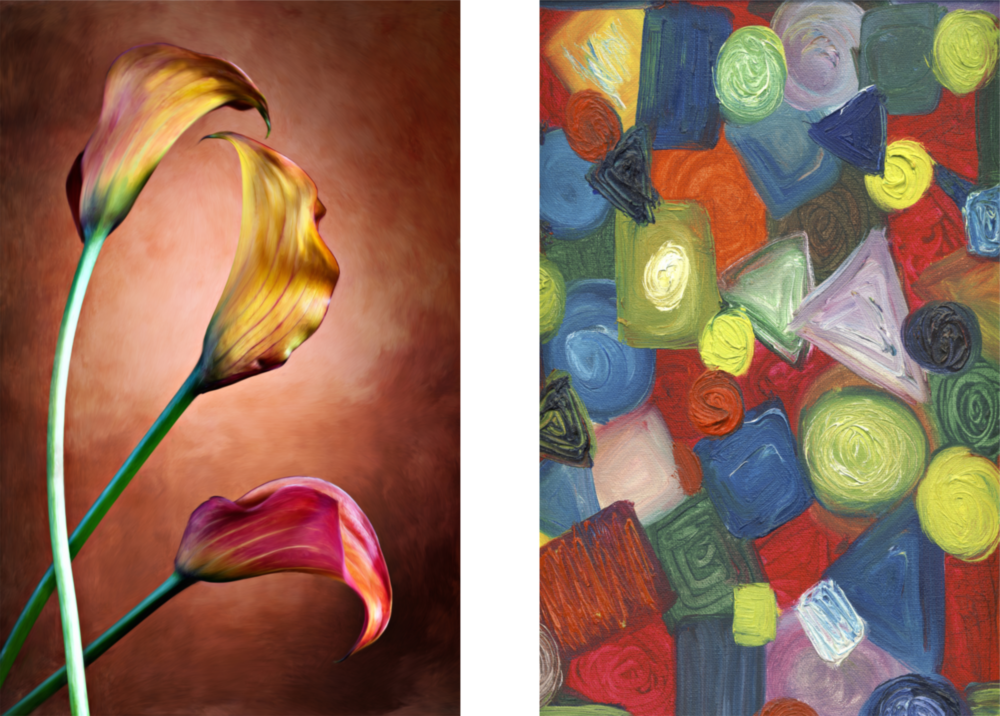 Tulips and Shapes 2 Pieces Combine Glass Wall Art