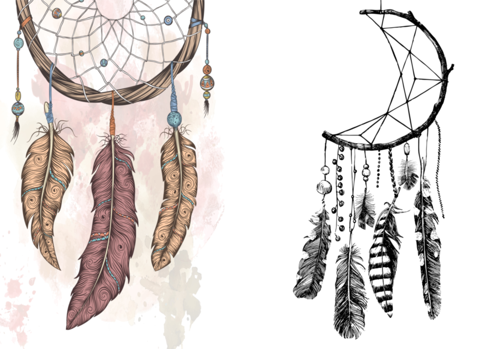 Dreamcatcher 2 Pieces Combine Glass Wall Art