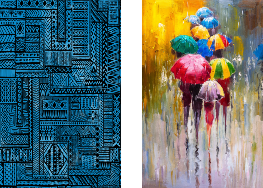 Umbrellas 2 Pieces Combine Glass Wall Art