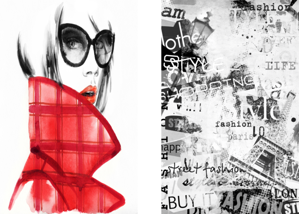 Women in Red 2 Pieces Combine Glass Wall Art