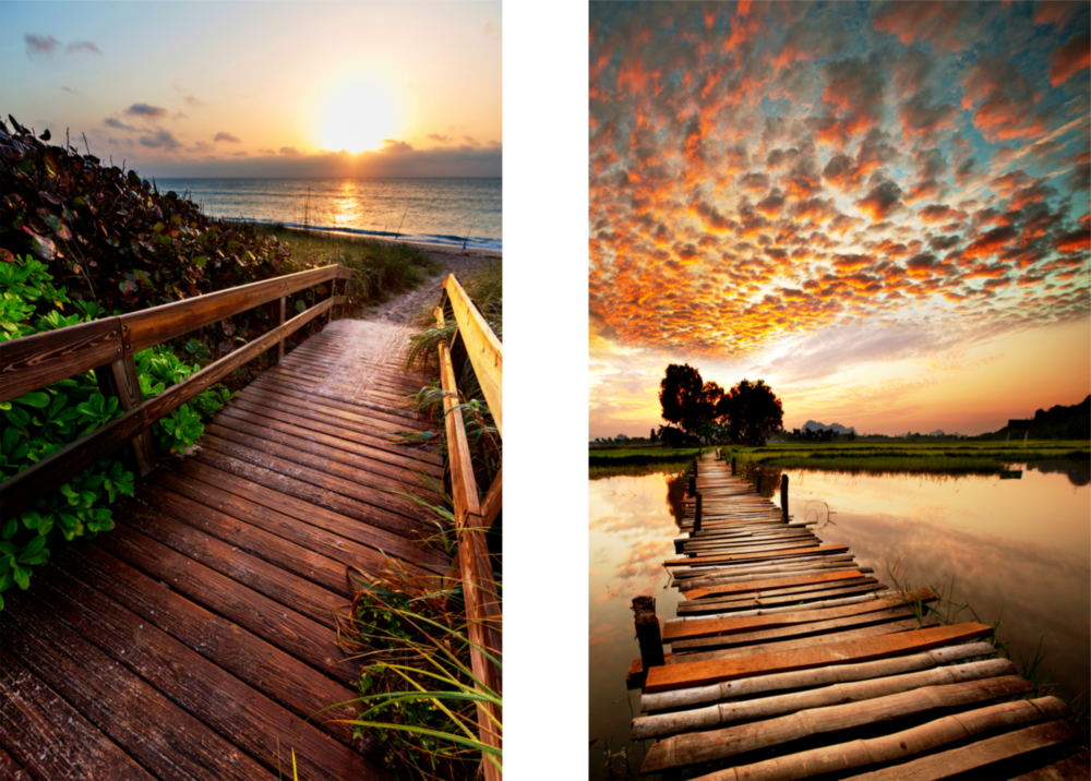 Sunsets 2 Pieces Combine Glass Wall Art