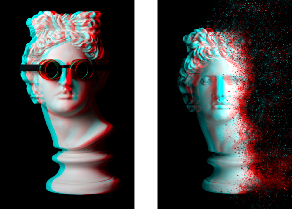 Statues 2 Pieces Combine Glass Wall Art