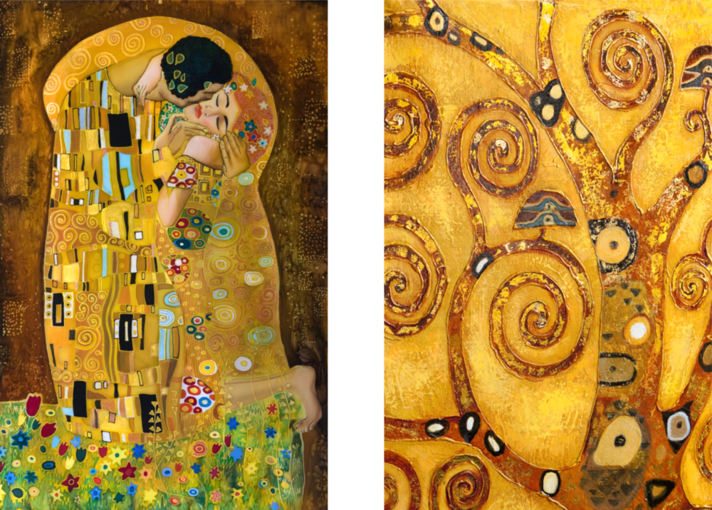 Klimt 2 Pieces Combine Glass Wall Art