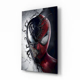 Venom Spider-Man Split Face Glass Wall Art
