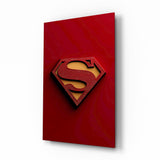 Superman Logo on Red Glass Wall Art