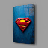 Superman Logo on Dark Glass Wall Art