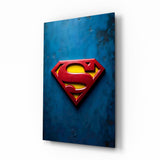 Superman Logo on Dark Glass Wall Art