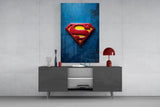 Superman Logo on Dark Glass Wall Art