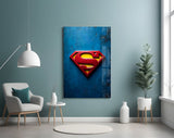 Superman Logo on Dark Glass Wall Art