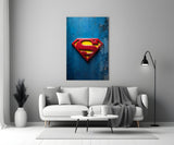 Superman Logo on Dark Glass Wall Art