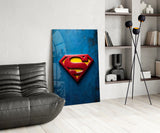 Superman Logo on Dark Glass Wall Art